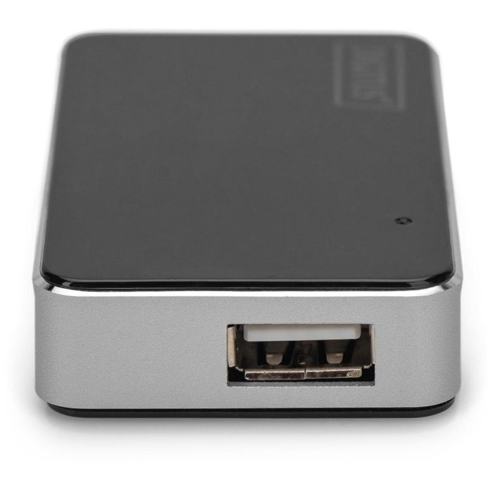 Digitus Hub USB 2.0 de 4 puertos, 480 Mbit/s, con fuente de alimentación, Plug & Play, negro/plata 1
