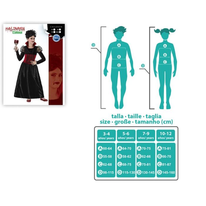 Disfraz de Vampiresa Niña Infantil Halloween 10-12 Años - Vestido con Cuello Alto y Hombros Semitransparentes 3