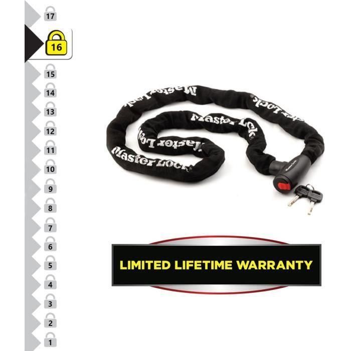Cadena Antirrobo para Moto MASTER LOCK - Cadena de 2 m - Ideal para Motos y Scooters 2 Cadena Antirrobo para Moto MASTER LOCK - Cadena de 2 m - Ideal para Motos y Scooters 2
