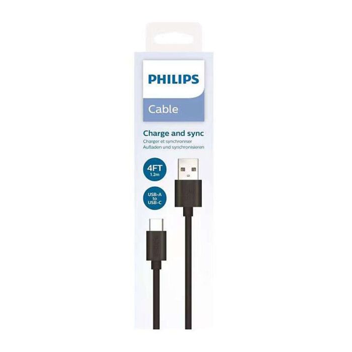 Cable tipo c de carga rápida negro dlc3104a/00 philips 1