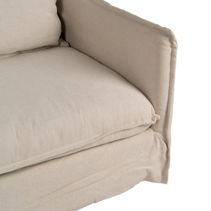 Sofá 3 Plazas Crema Tejido-Madera 200 X 95 X 85 cm