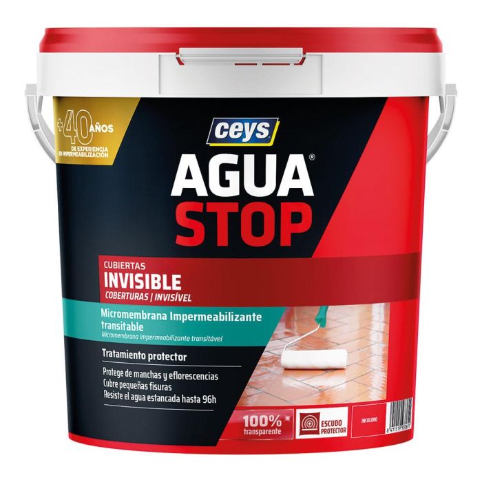 Ceys Aguastop invisible 4l 903361 - Impermeabilizante líquido para cubiertas, terrazas, azoteas y solanas 0 Ceys Aguastop invisible 4l 903361 - Impermeabilizante líquido para cubiertas, terrazas, azoteas y solanas 0