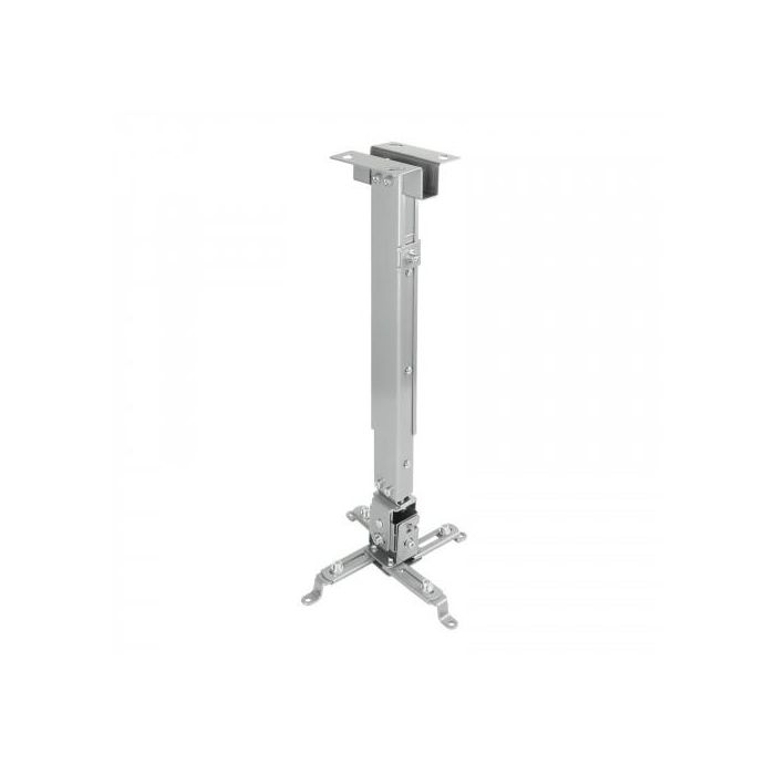 TooQ PJ2012T-S Soporte para Proyector de Techo Inclinable +/- 15°, 20kg, Ajustable 13-65cm, Plata