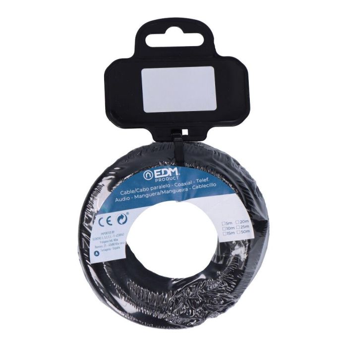 Edm Carrete cable cordón tubular h03vv-f 2 x 0,75 mm² negro, 5 m 1 Edm Carrete cable cordón tubular h03vv-f 2 x 0,75 mm² negro, 5 m 1