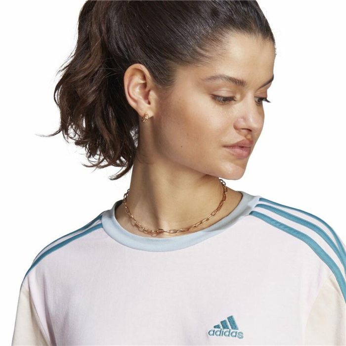 Camiseta de Manga Corta Mujer Adidas 3S Cr Blanco 2 Camiseta de Manga Corta Mujer Adidas 3S Cr Blanco 2