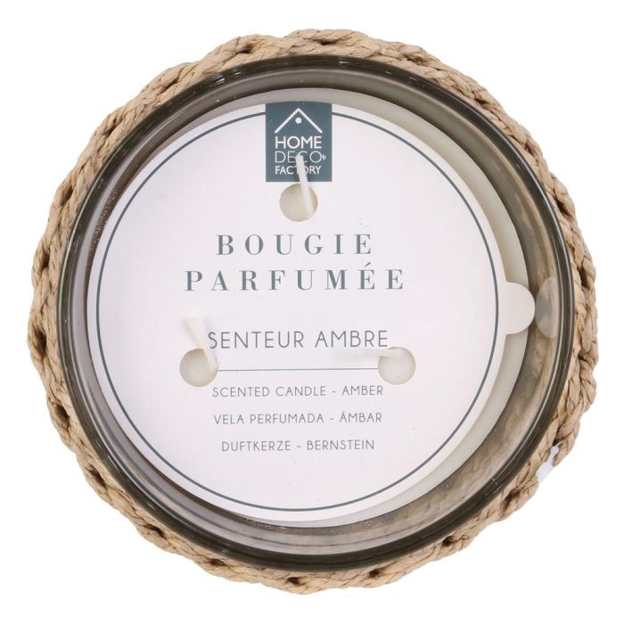 Home Deco Factory Vela Mirage con Vaso Trenzado y Aroma Ámbar, 3 Mechas, ø15x13.5 cm 1
