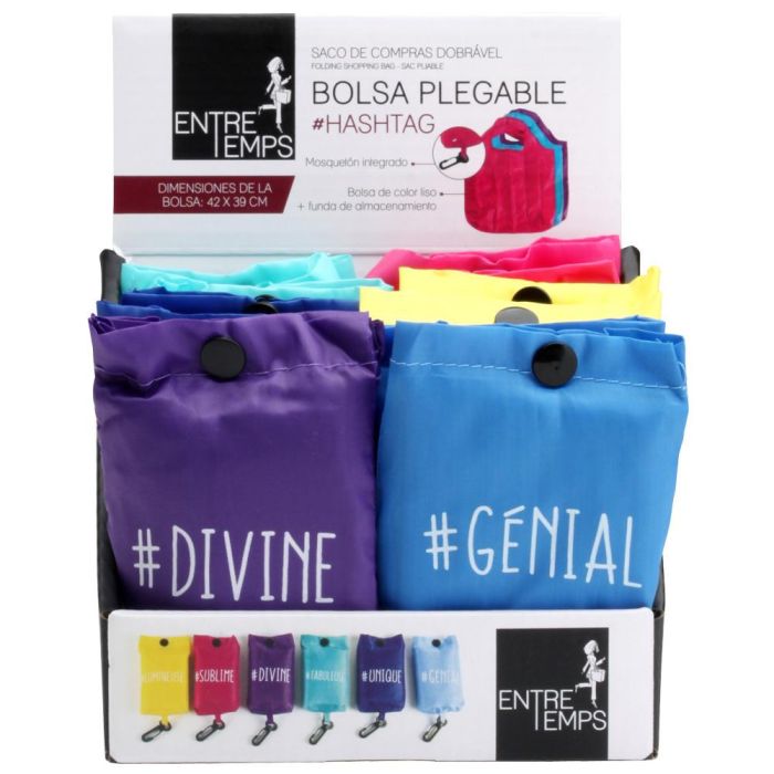 Entre Temps Bolsa Compra Plegable Hashtag Lumineuse Fabuleuse Génial Unique Divine Sublime 3