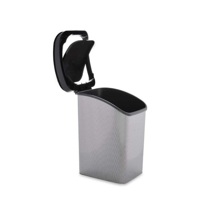 Papelera de plástico basculante fibra carbono 23L Berilo 27x43x34 cm gris oscuro (6 Unidades) 2