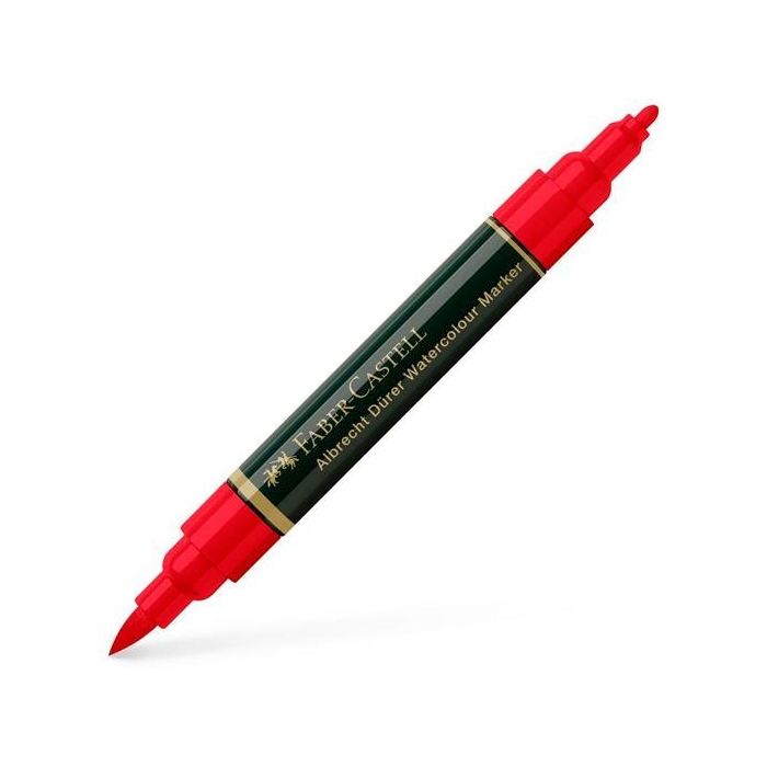 Faber-Castell Rotulador Albrecht Dürer Watercolour Doble Punta Media-Pincel Rojo Escarlata Claro (121) Acuarelable - 4 Unidades (4 Unidades)