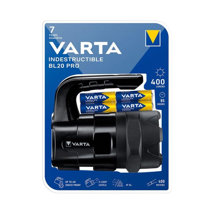 Varta Linterna Indestructible BL20 6W, Resistente a Golpes y Agua, 400LM, Alcance 400m 2