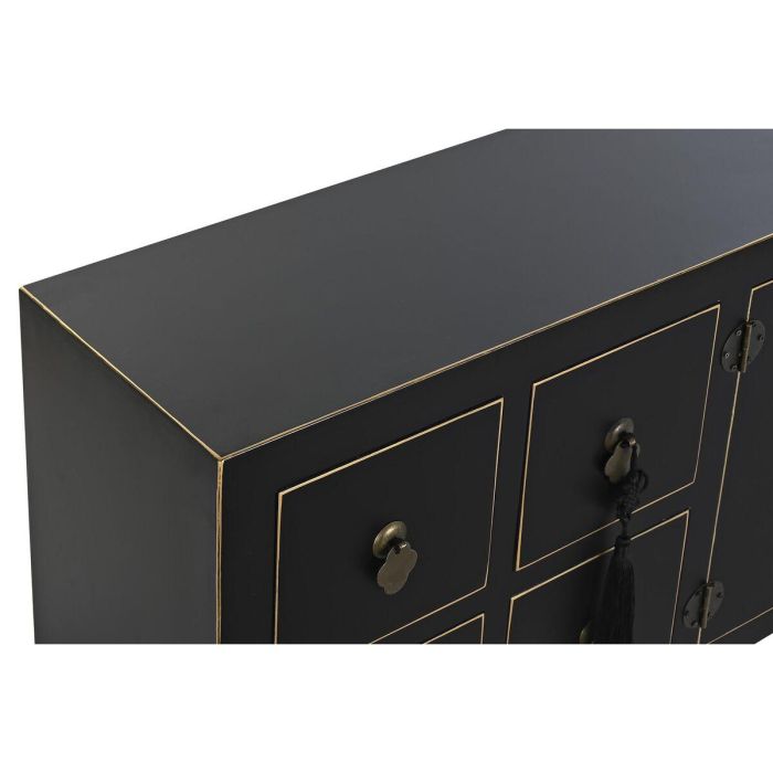 Mueble de TV DKD Home Decor Negro Oriental Blanco Dorado Blanco/Negro Metal Abeto Madera MDF 130 x 26 x 51 cm 8