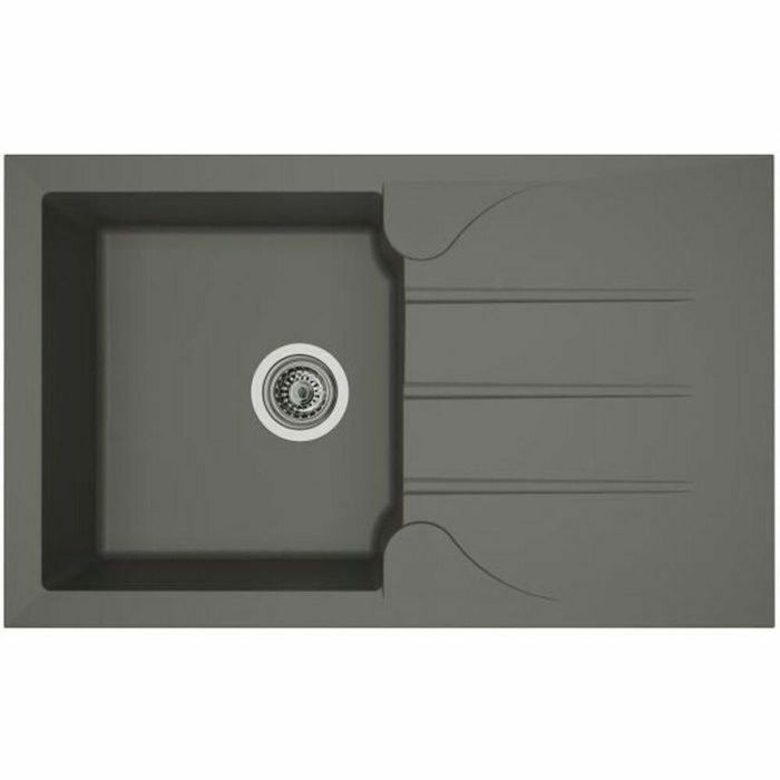 STRADOUR Fregadero de cocina empotrado 1 recipiente + 1 escurridor Aloa - Resina - 81 x 50 cm - Gris hormigón