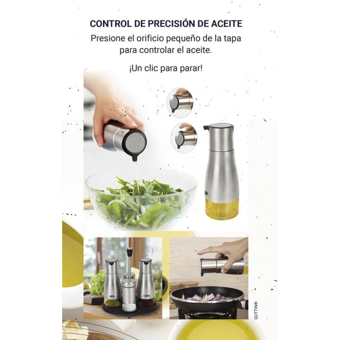 Quttin Set de 4 Dispensadores de Acero Inoxidable con Soporte - Ideal para Cocina y Mesa (8 Unidades) 1 Quttin Set de 4 Dispensadores de Acero Inoxidable con Soporte - Ideal para Cocina y Mesa (8 Unidades) 1