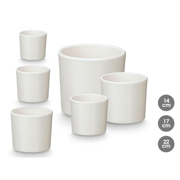 Set 3 Macetas Cilindro 14 17 22Cm Blanca Mate Ibergarden Set 3 Macetas Cilindro 14 17 22Cm Blanca Mate Ibergarden