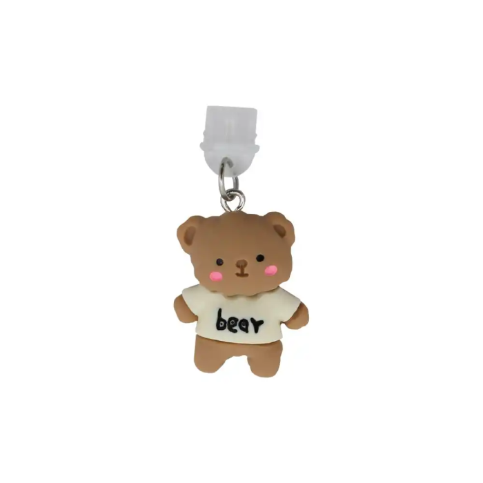 Wondee Protector Decorativo para Puerto USB C Tipo C con Charm Colgante de Oso, Evita Polvo y Suciedad, Para Smartphone, Modelo Funny Bear, 30x10x20 mm