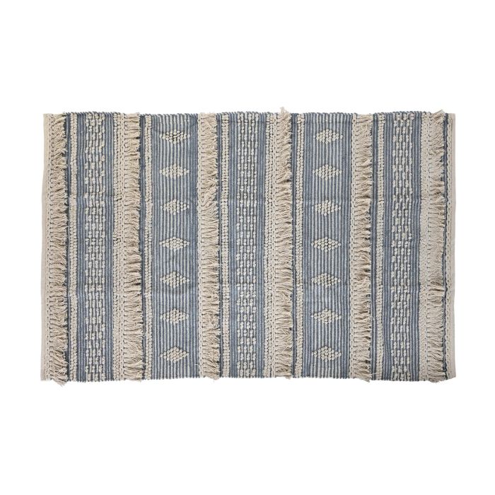 DKD Home Decor Alfombra Boho Azul Blanco 100% Algodón 120 x 180 cm