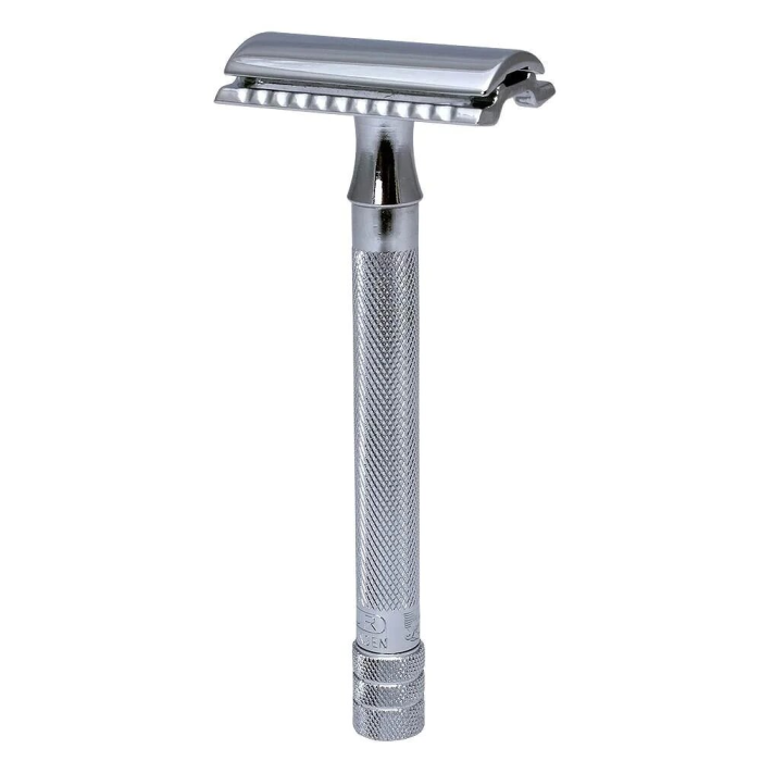 Merkur Razor Straight Comb, Long Handle, Bright Chrome - Stainless Steel