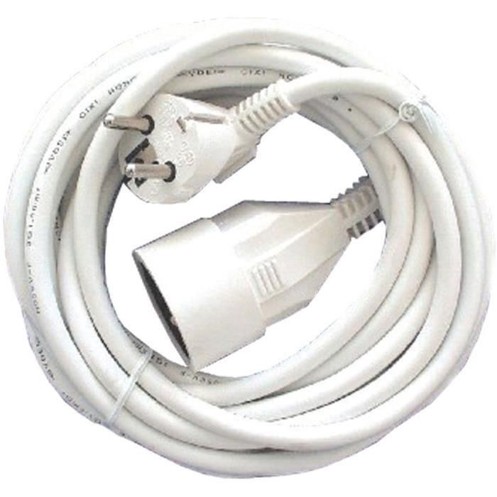 Chacon Cable Alargador HO5VVF 3G x 1.5 mm² - 3 Metros - Blanco | Extensión Eléctrica para Electrodomésticos y Hogar