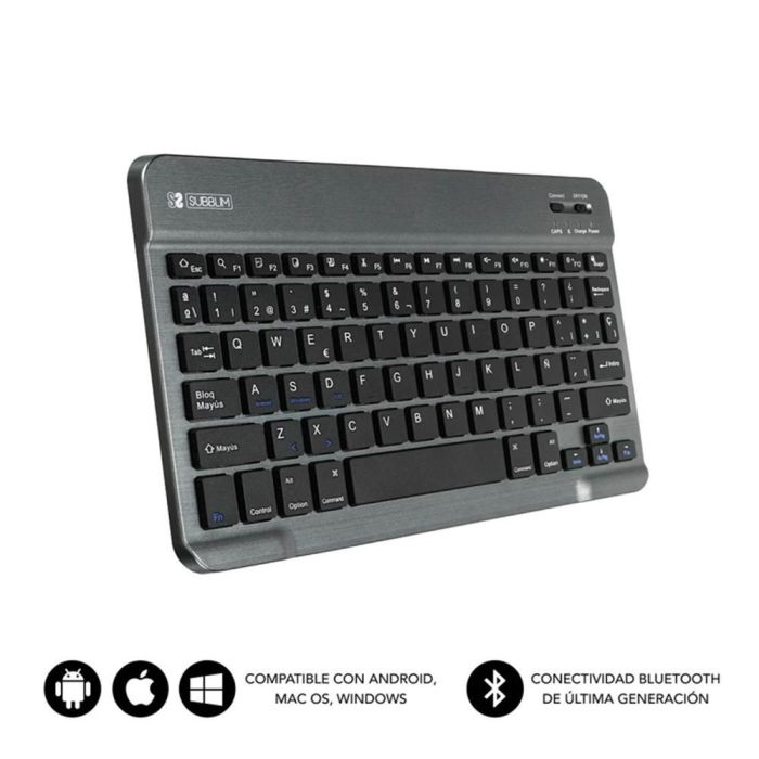 Teclado Compacto Inalámbrico por Bluetooth Subblim Smart/ Gris Teclado Compacto Inalámbrico por Bluetooth Subblim Smart/ Gris