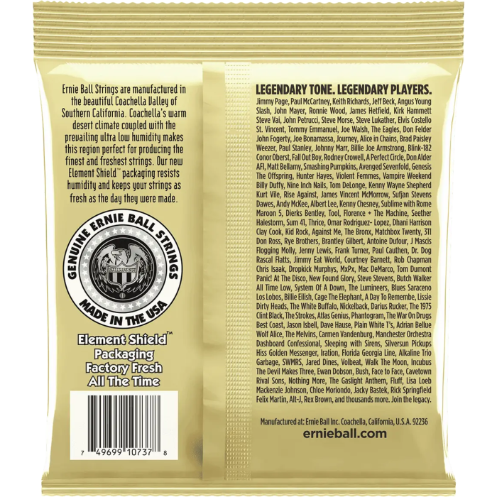 Ernieball Juego Acústica Earthwood 80/20 Bronze (12 St.) Light 10-48 Cuerdas Guitarra Bronce 1