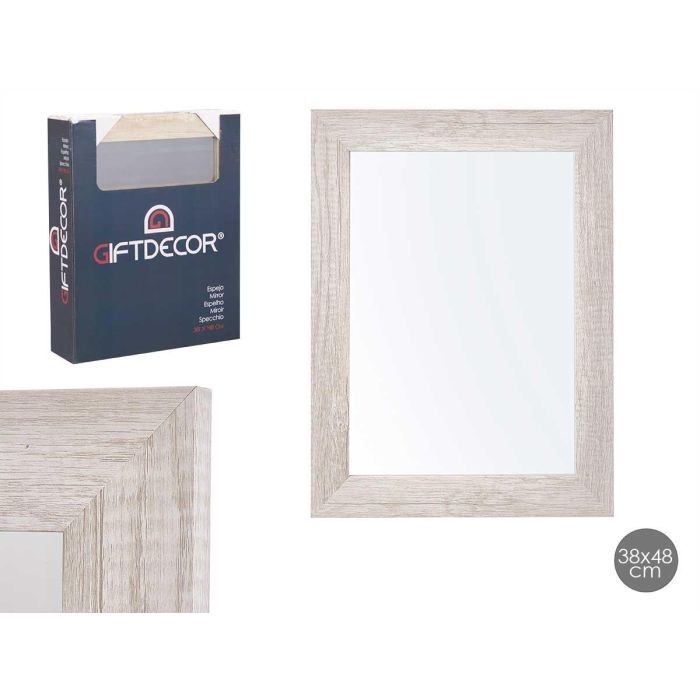 Espejo 38x48 cm marco gris natural Giftdecor - Madera MDF y vidrio (6 Unidades) Espejo 38x48 cm marco gris natural Giftdecor - Madera MDF y vidrio (6 Unidades)