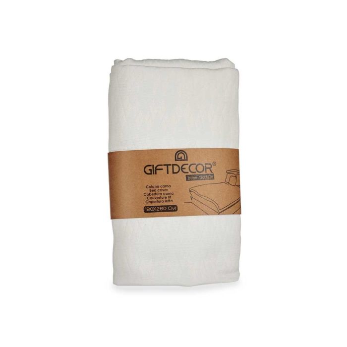 Colcha Cama Rombos Blanco 180x260 cm - Giftdecor - Poliéster 75%, Algodón 25% (4 Unidades) 2 Colcha Cama Rombos Blanco 180x260 cm - Giftdecor - Poliéster 75%, Algodón 25% (4 Unidades) 2