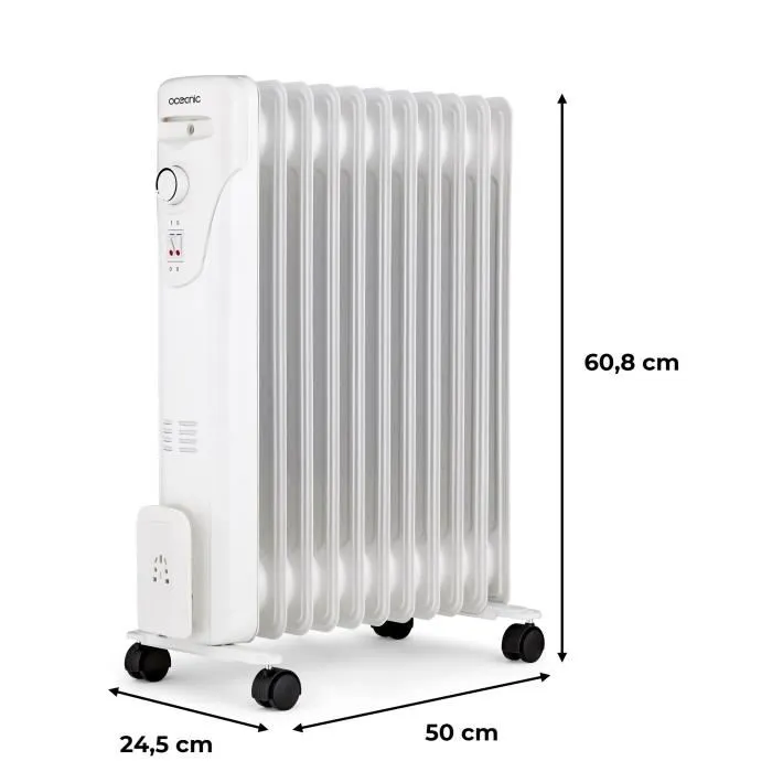 Oceanic Radiador Baño de Aceite Eléctrico 2500W Blanco 11 Elementos 3 Potencias Móvil 3