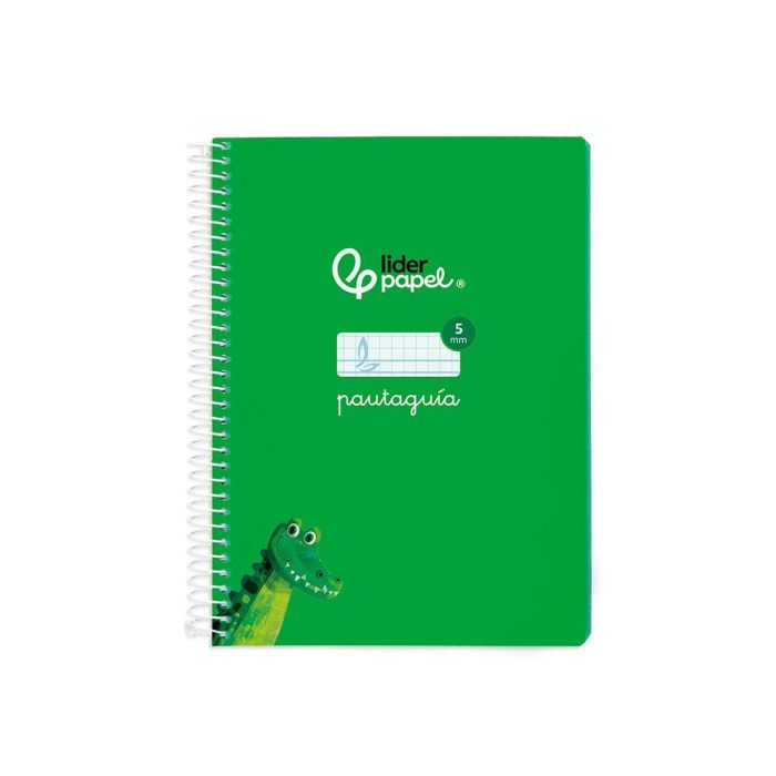 Cuaderno Espiral Liderpapel Din A5 Pautaguia Tapa Blanda 40 H 75 gr Cuadro Pautado 5 mm Color Verde 5 unidades 1