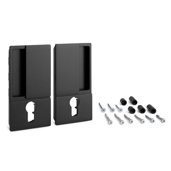 CERRAD/PICAP. MAGNETICOS Manilla Wave Enrasada para Puerta Batiente Interior con Cerradura Cilindro Europeo Acabado Negro Mate