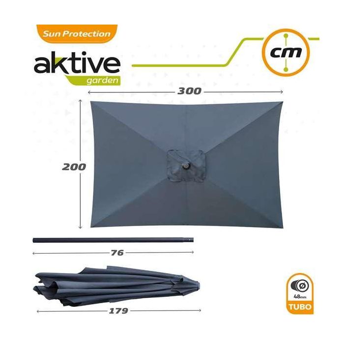 Parasol terraza 300 cm con chimenea y mástil de aluminio 4,8 cm color antracita 1 Parasol terraza 300 cm con chimenea y mástil de aluminio 4,8 cm color antracita 1