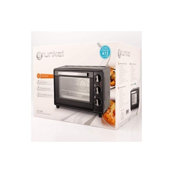 Grunkel HR-23HN Horno Eléctrico de Sobremesa 23L 1600W Multifunción Temporizador 60min 230°C Negro Antiadherente 2
