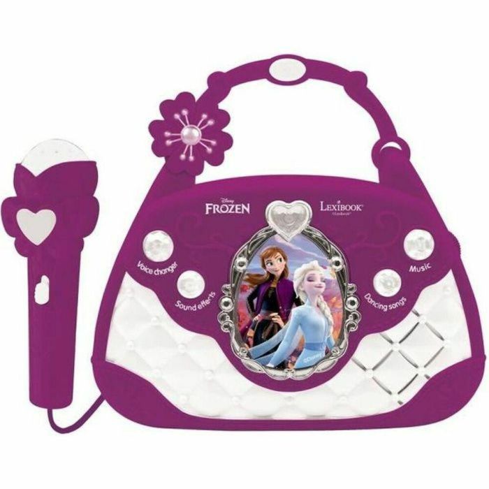 Lexibook THE SNOW QUEEN Bolso de mano infantil con altavoz musical y micrófono cambiador de voz, entrada auxiliar