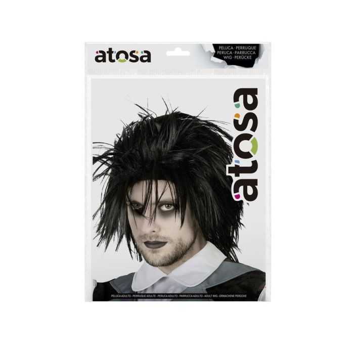 Peluca Negra Despeinada Estilo Manos Tijeras 130gr - Disfraz Halloween y Teatro 1