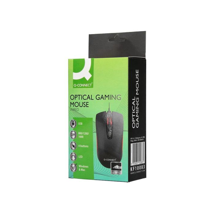 Raton Q-Connect Gaming Optico Con Cable 800-1200-1600 Dpi 4 Botones Iluminacion Led Negro 6