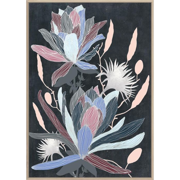 DKD Home Decor Cuadro Moderno de Pared Azul con Diseño de Flores, Material Ps, Juego de 2, 73 x 53 x 4.3 cm 1