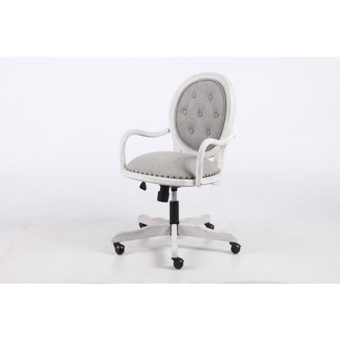Silla Home Office DKD Home Decor Gris Claro Blanco 50 x 88 x 52 cm 2