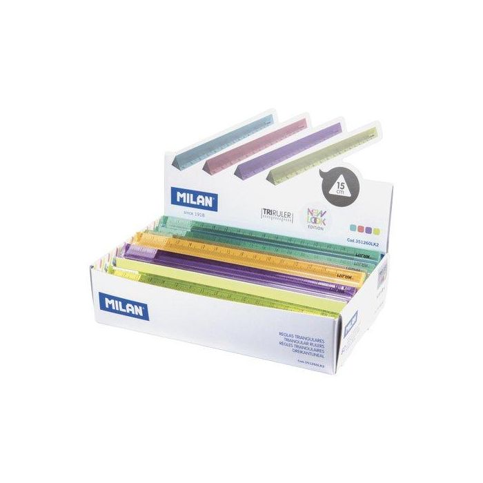 Regla Triangular Milan 15 Cm New Look Expositor De 60