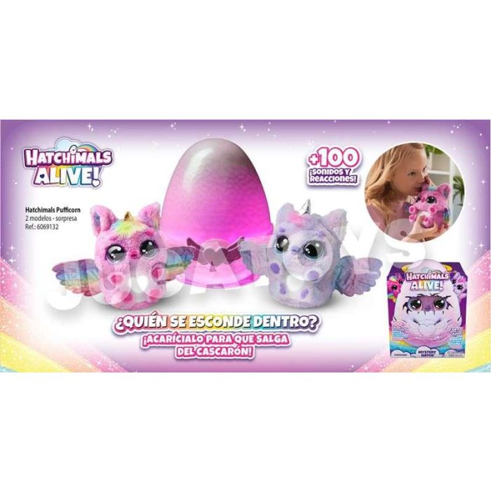 Peluche hatchimals alive secret hatch pufficorn. son criaturas mágicas que necesitan tu amor y cuidado para salir del cascarón. 25,4x20,02x20,02 cm 2