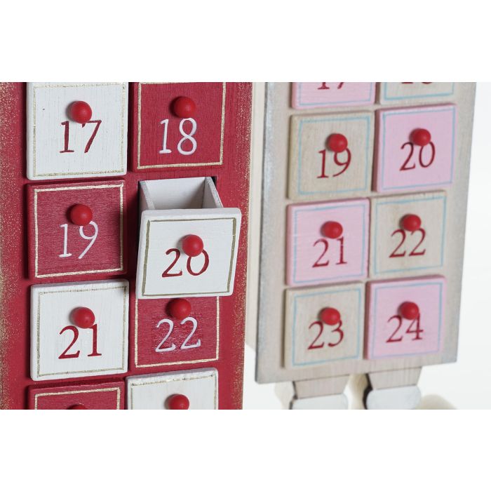 DKD Home Decor Calendario de Adviento Navidad Tradicional en Madera Papá Noel Rojo y Blanco, 64x14x7 cm, Pack de 2 unidades 2 DKD Home Decor Calendario de Adviento Navidad Tradicional en Madera Papá Noel Rojo y Blanco, 64x14x7 cm, Pack de 2 unidades 2