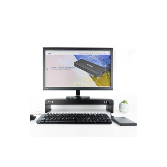 TooQ TQMR0124 Soporte elevador para Monitor y Portátil con 3 puertos USB 2.0 hasta 20 kg Negro 4