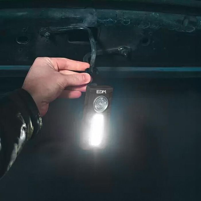 Edm Linterna Petaca LED de Bolsillo 250lm+300lm, Batería Recargable 1200mAh, IP42, con Iman, Gancho y Clip 9