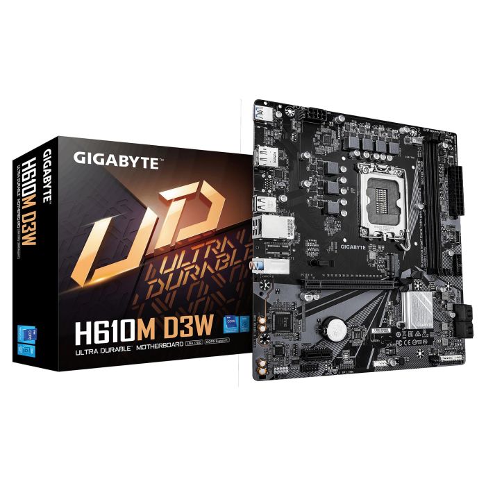 Gigabyte H610M D3W Placa Base Socket 1700 DDR5 PCIe 4.0 Micro ATX para Procesadores Intel 14ª/13ª/12ª Gen 0 Gigabyte H610M D3W Placa Base Socket 1700 DDR5 PCIe 4.0 Micro ATX para Procesadores Intel 14ª/13ª/12ª Gen 0