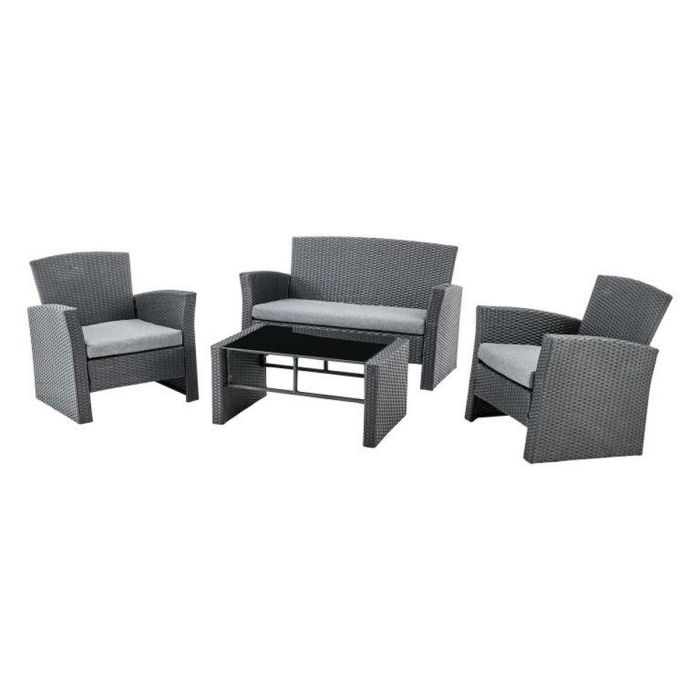 Sofa DKD Home Decor Negro Gris 63 x 73 x 121 cm Set de 4