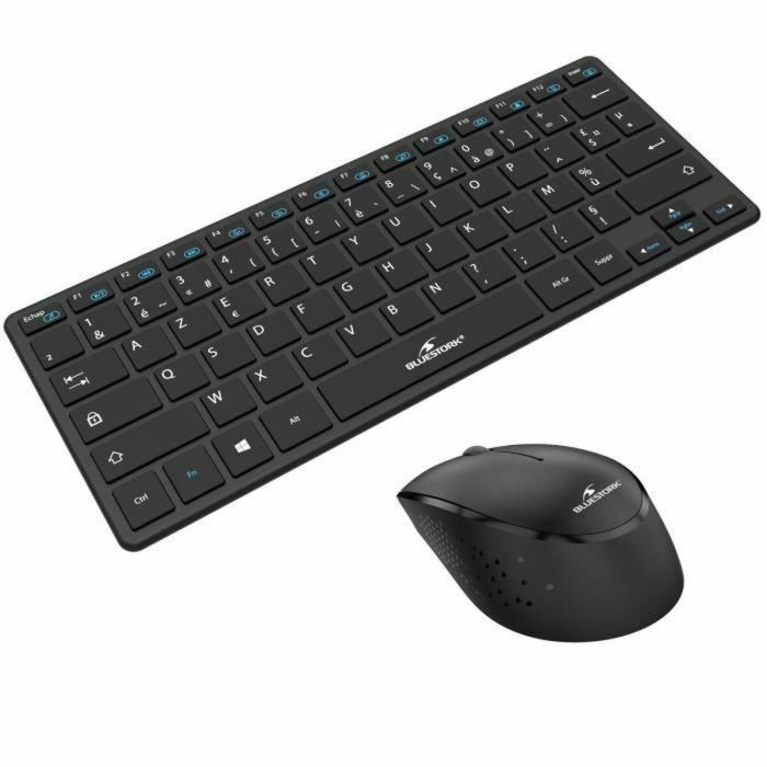 Paquete de teclado y mouse inalámbrico - Bluestork - Pack -Mini/FR - Ultra Compact - Negro