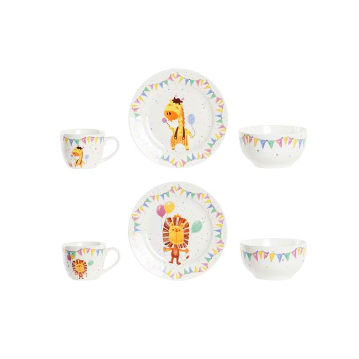 DKD Home Decor Vajilla Infantil Set 3 Piezas Porcelana New Bone 270ml Multicolor Blanco Apto Microondas DKD Home Decor Vajilla Infantil Set 3 Piezas Porcelana New Bone 270ml Multicolor Blanco Apto Microondas