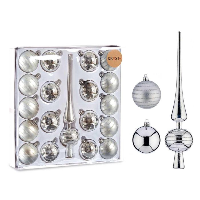 Set 19 Adornos Navideños PVC Plata Krist+ - 33x6.5x32.5 cm (4 Unidades) Set 19 Adornos Navideños PVC Plata Krist+ - 33x6.5x32.5 cm (4 Unidades)