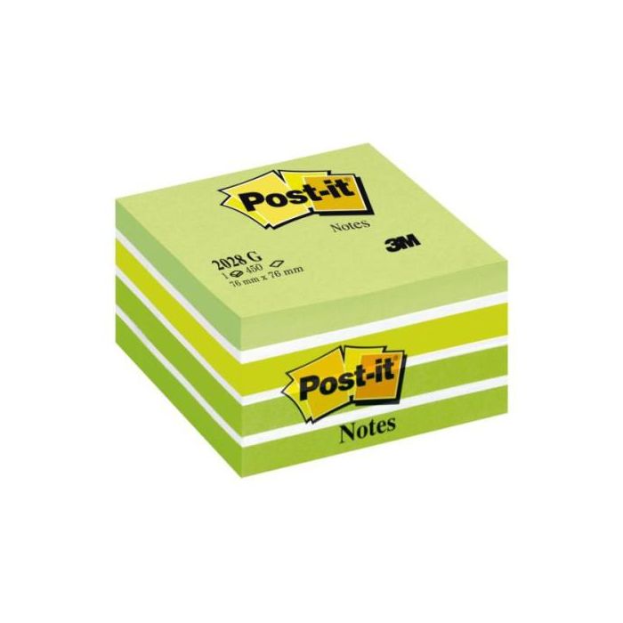 Post-It Cubo de Notas Multicolor 76x76 Tonos Verde Pastel 5x90 Hojas