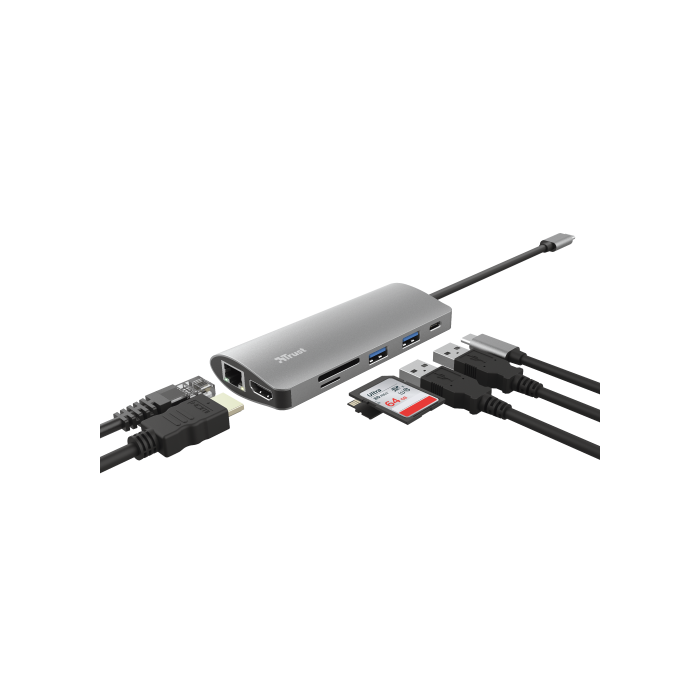 Trust Dalyx Tarjeta y Adaptador Interno con HDMI, RJ-45, USB 3.2 Gen 1 (3.1 Gen 1) Aluminio