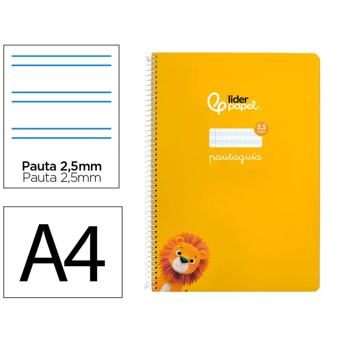 Liderpapel Cuaderno espiral A4 Pautaguía tapa blanda 80 hojas 75gr cuadro pautado 2,5mm color amarillo 0 Liderpapel Cuaderno espiral A4 Pautaguía tapa blanda 80 hojas 75gr cuadro pautado 2,5mm color amarillo 0