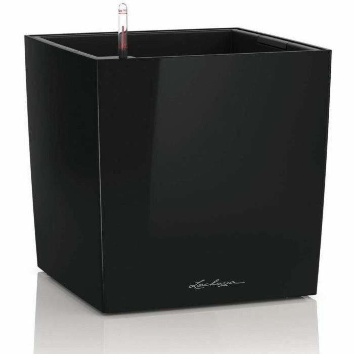 Maceta LECHUZA Cube Premium 40 - juego completo, negro brillante